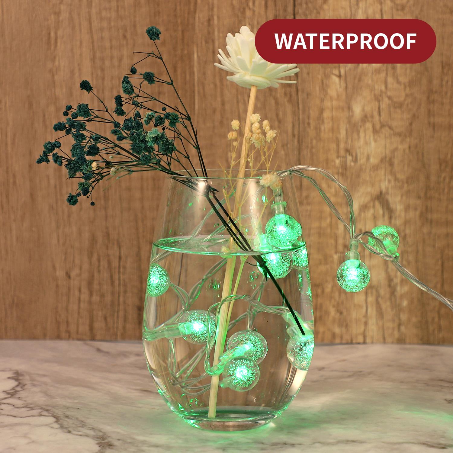 Globe Fairy String Lights 26ft, 60 Multicolour LEDs, Waterproof, Battery Operated, 7 Modes for Indoor/Outdoor Decor