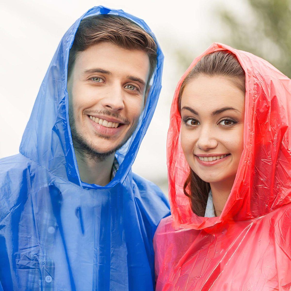 Lightweight PVC Emergency Unisex Waterproof Rain Poncho Random Colours Blue, Red or Yellow