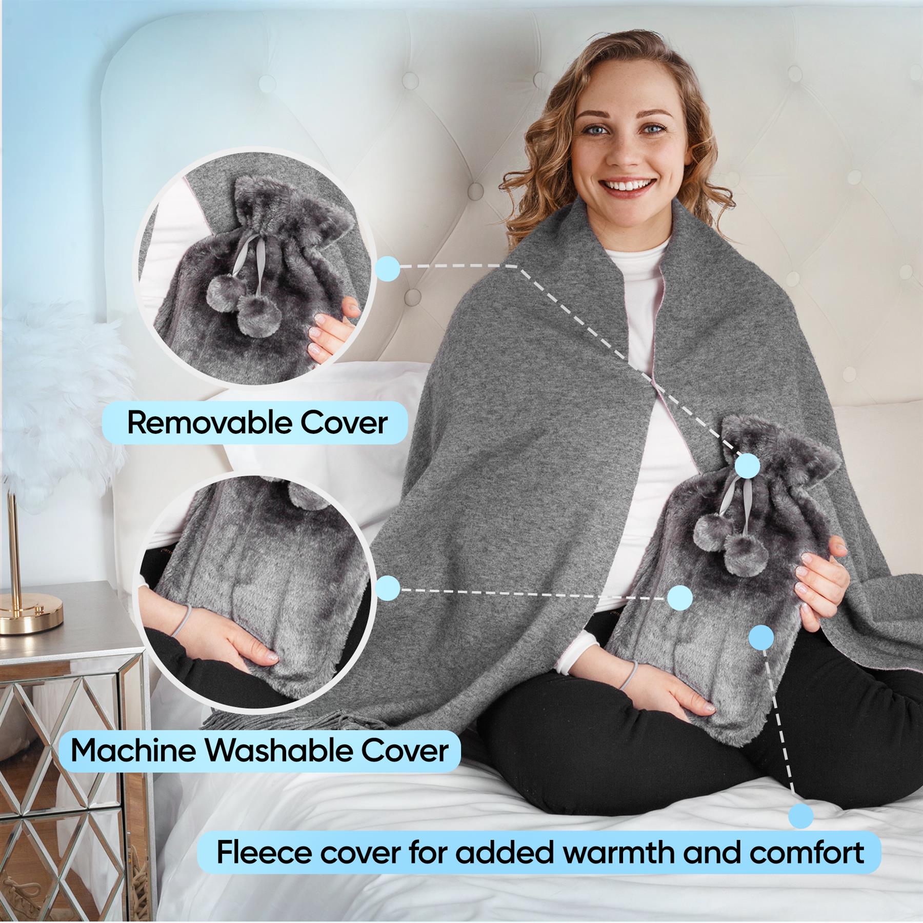 Luxury Ribbed Hot Water Bottle with Soft Fluffy Cover – 2L Large Capacity for Pain Relief, Full Body Warmth & Winter Comfort