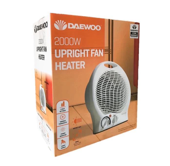 Daewoo Upright Fan Heater 2000W with Dual Heat Settings and Carry Handle