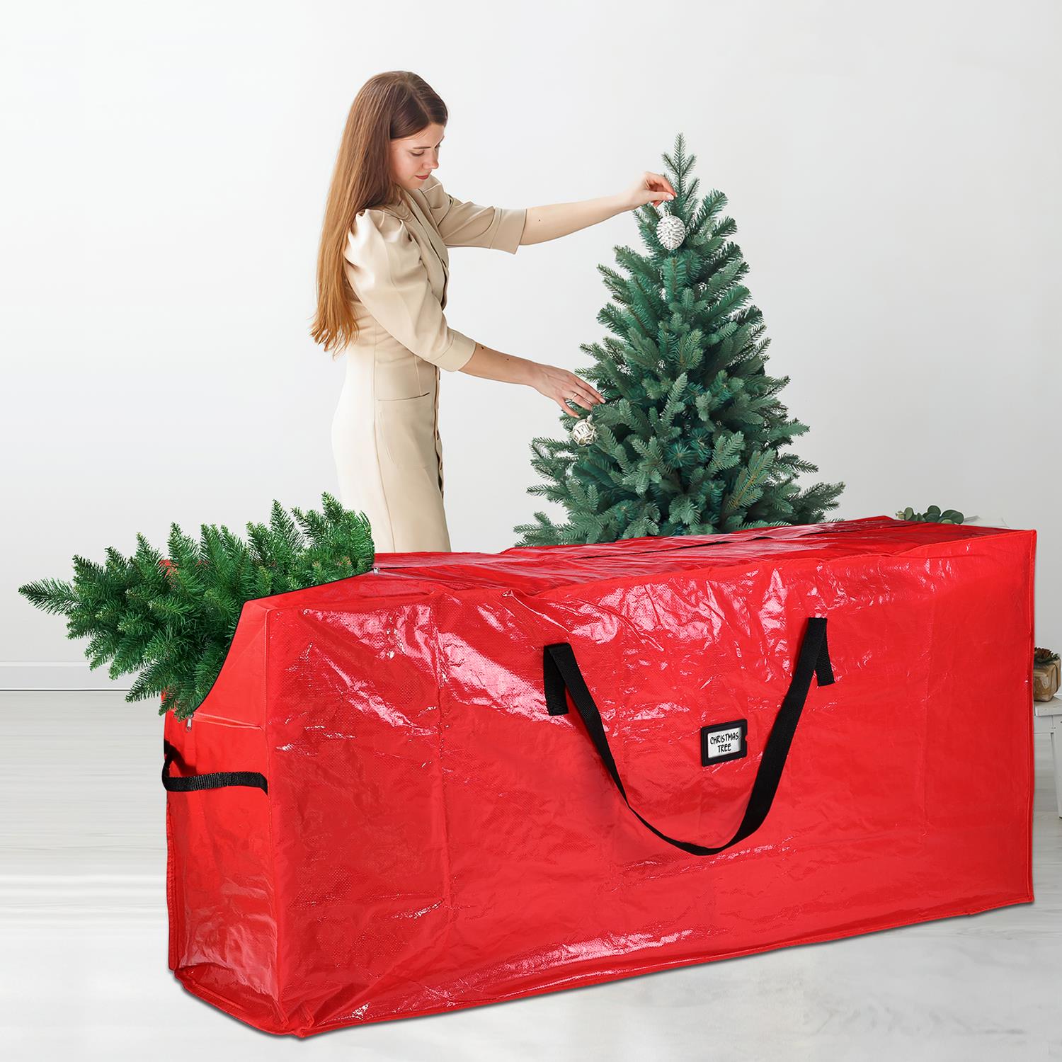 Vinsani Jumbo Heavy Duty Christmas Tree Storage Bag – Fits Trees Up to 7ft | Dual Zip, Water-Resistant Organizer with Strong Carry Handles for Sectional Artificial Trees