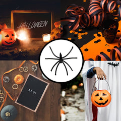 Halloween 2 x 24pcs Realistic Black Plastic Spiders Party Decorations & Prank Props