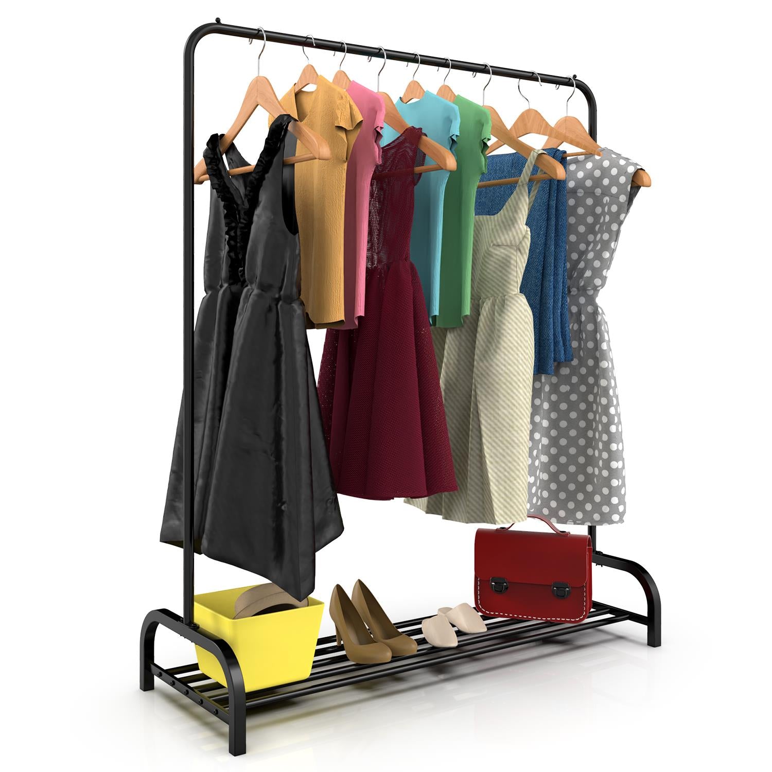 Modern Metal Clothes Rail with Shoe Rack Entryway Organizer 160x45x120 cm, 2 Pack