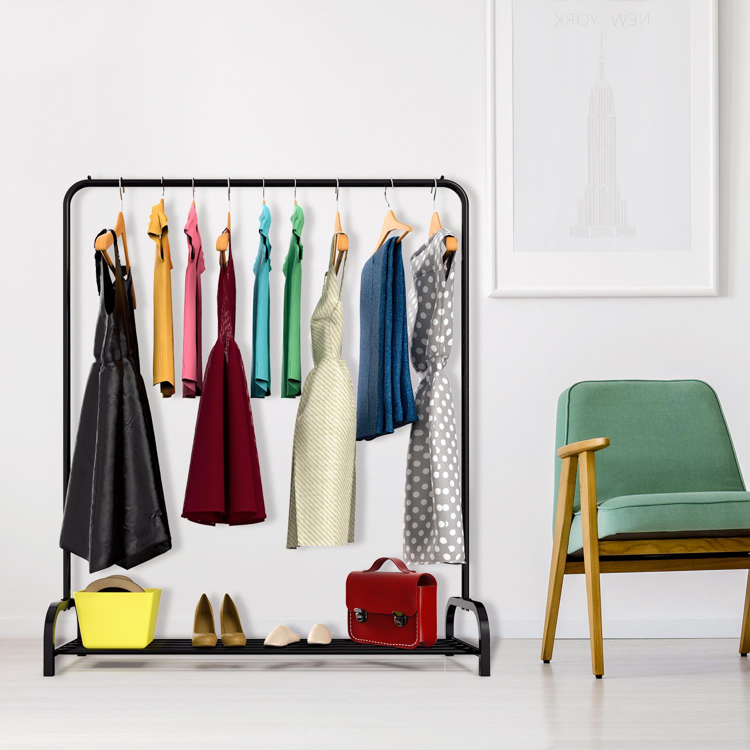Modern Metal Clothes Rail with Shoe Rack Entryway Organizer 160x45x120 cm, 2 Pack
