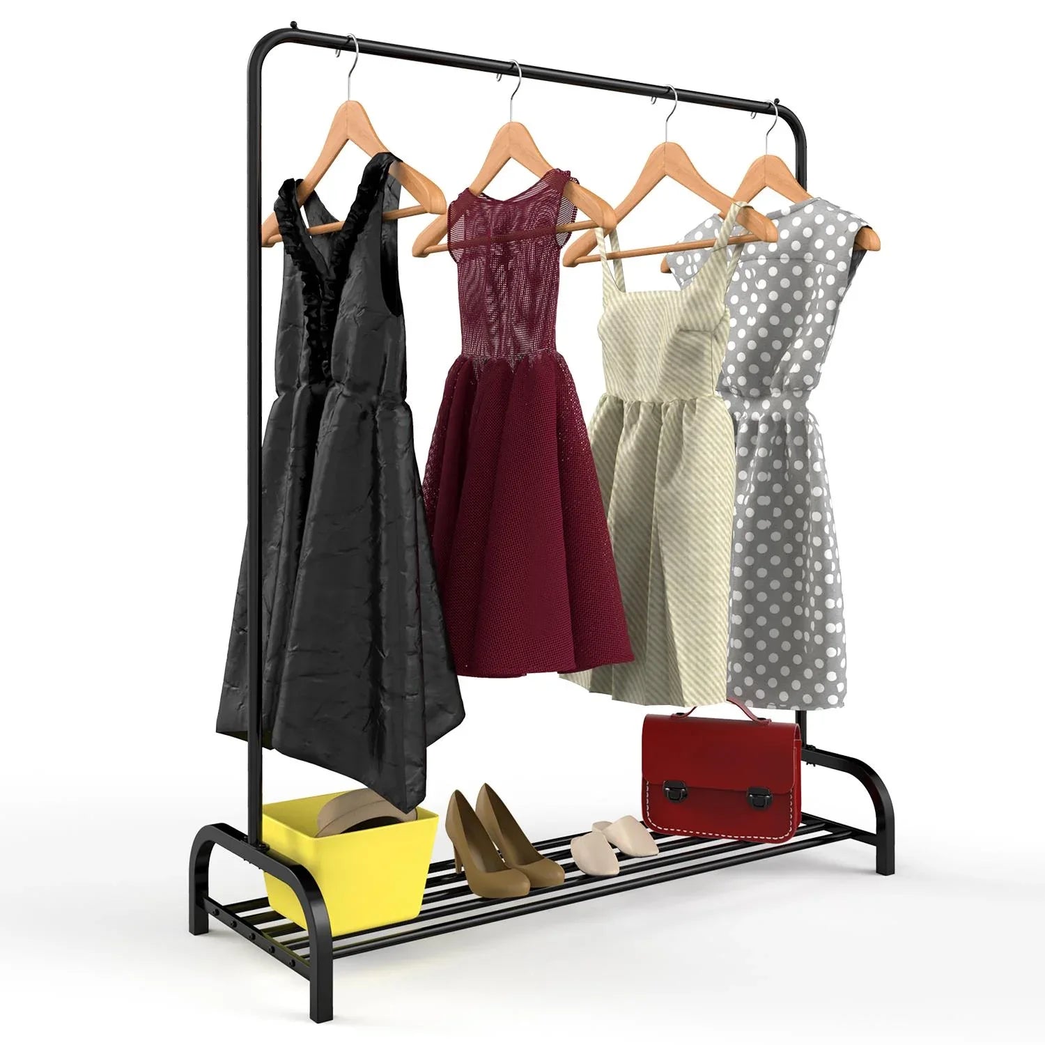 Modern Metal Clothes Rail with Shoe Rack – Entryway Organizer Stand, Heavy-Duty Garment Rack, 160×45×120cm (Pack of 2) - Mode Blend