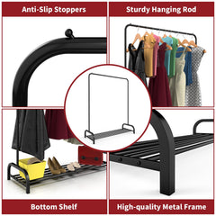 Modern Metal Clothes Rail with Shoe Rack Entryway Organizer 160x45x120 cm, 2 Pack