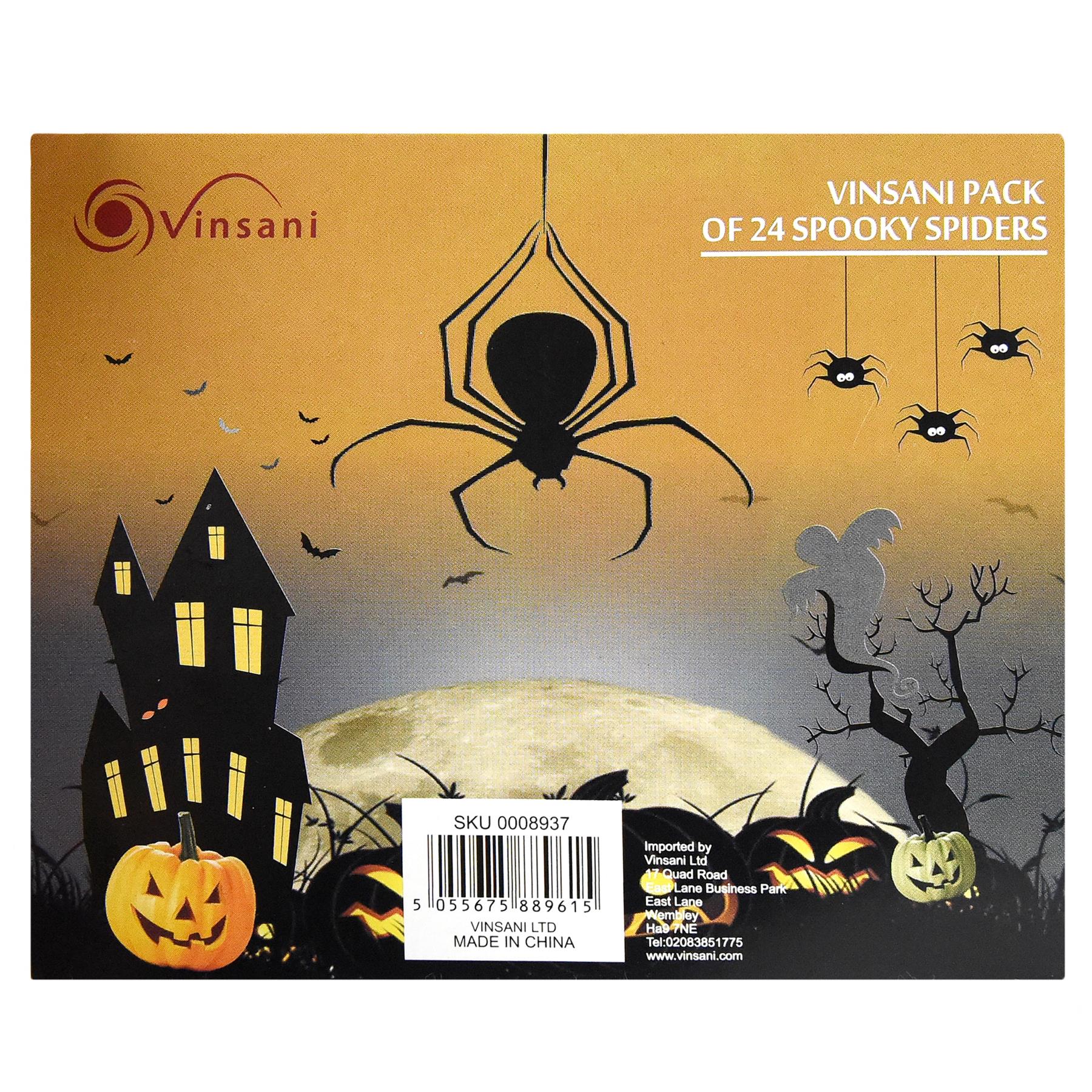 Halloween 24pcs Realistic Black Plastic Spiders Party Decorations & Prank Props