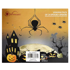Halloween 24pcs Realistic Black Plastic Spiders Party Decorations & Prank Props