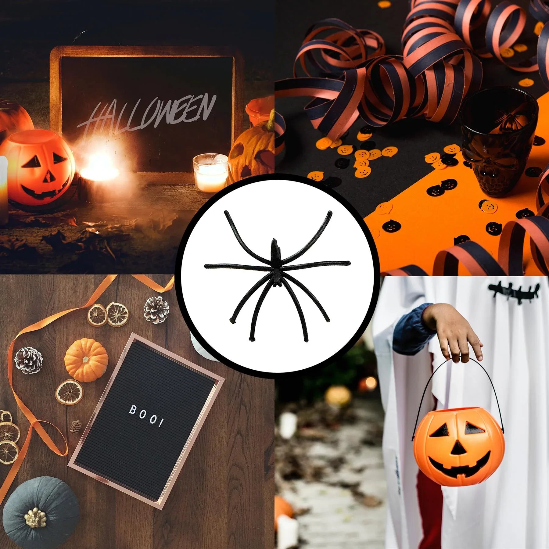 Halloween 24pcs Realistic Black Plastic Spiders – Scary Party Decorations, Haunted House Props & Prank Toys for Halloween Décor - Mode Blend