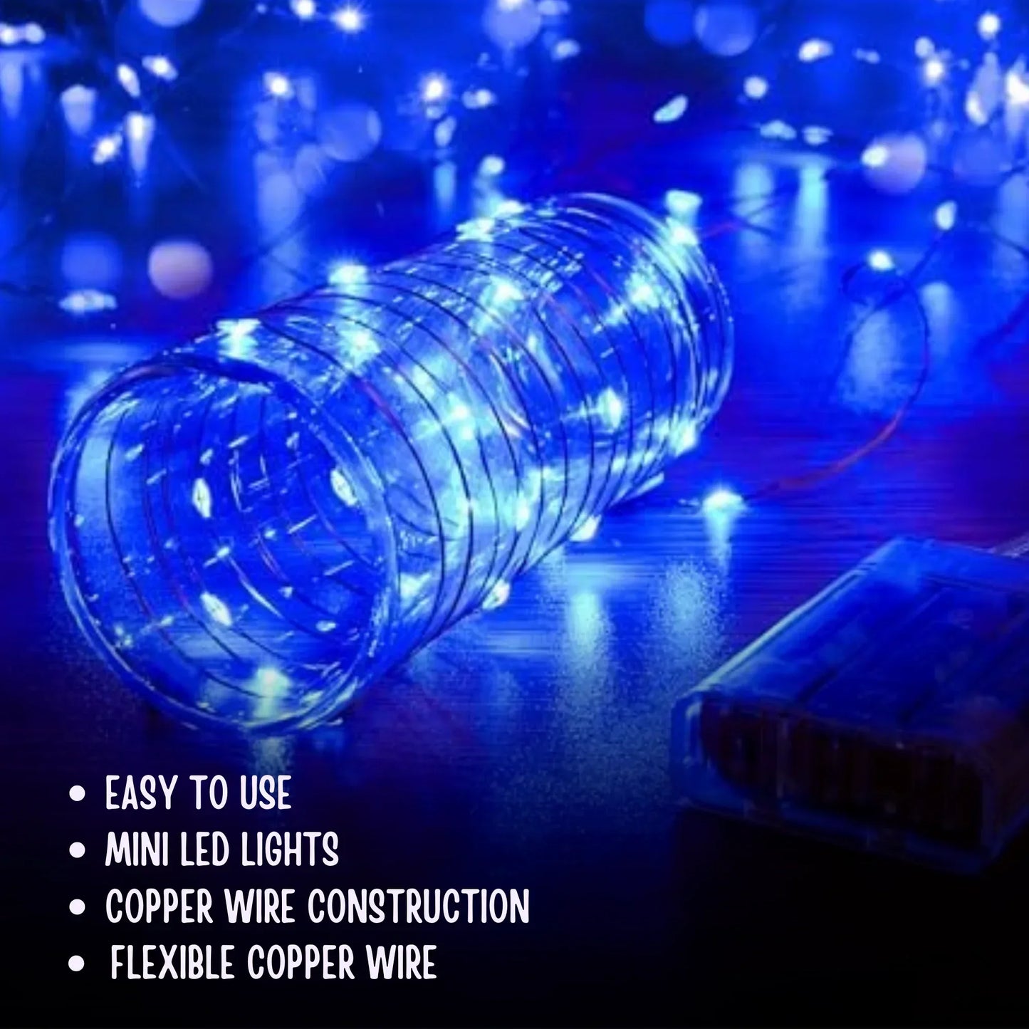 LED Copper Wire String Lights Mini 3AA Battery Operated/Powered Copper Wire LED Firefly Lights for Bedroom Decoration Wedding Home Christmas Parties Holiday (White, 5M - 50LED) [Energy Class A] - Mode Blend
