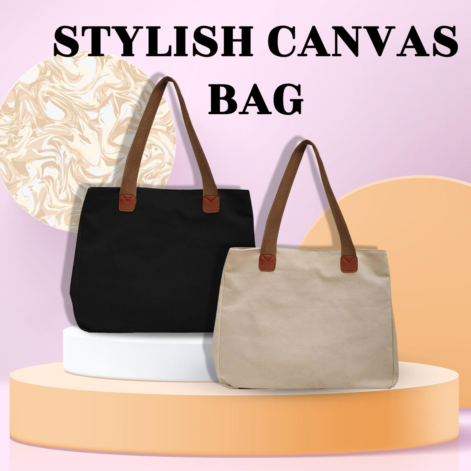 Close-up of Mode Blend canvas tote bag featuring a spacious design for women on the go