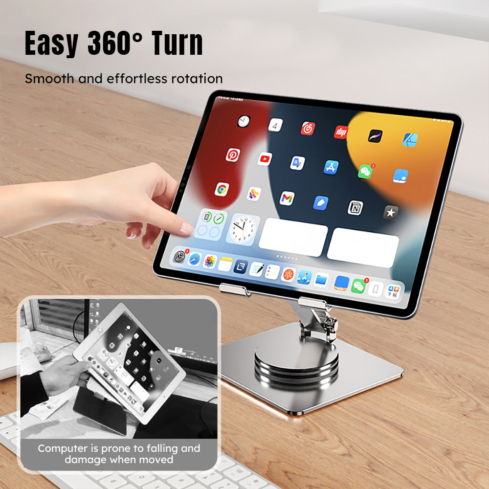Laptop stand with 360° rotation for flexible viewing angles and convenience