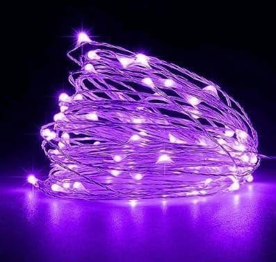 LED Copper Wire String Lights Mini 3AA Battery Operated/Powered Copper Wire LED Firefly Lights for Bedroom Decoration Wedding Home Christmas Parties Holiday (White, 5M - 50LED) [Energy Class A] - Mode Blend