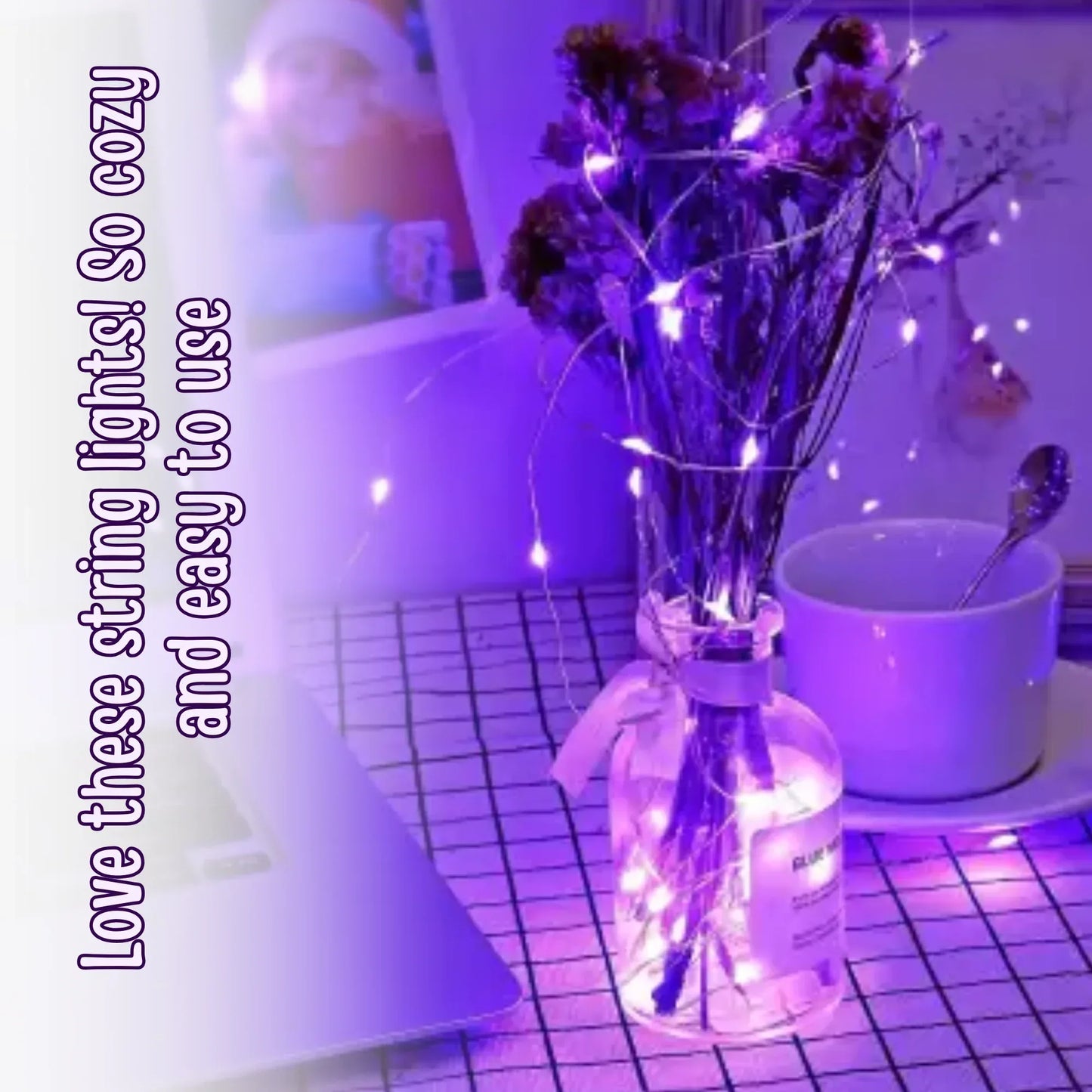 LED Copper Wire String Lights Mini 3AA Battery Operated/Powered Copper Wire LED Firefly Lights for Bedroom Decoration Wedding Home Christmas Parties Holiday (White, 5M - 50LED) [Energy Class A] - Mode Blend