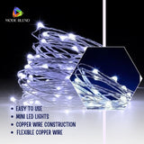LED Copper Wire String Lights Mini 3AA Battery Operated/Powered Copper Wire LED Firefly Lights for Bedroom Decoration Wedding Home Christmas Parties Holiday (White, 5M - 50LED) [Energy Class A] - Mode Blend