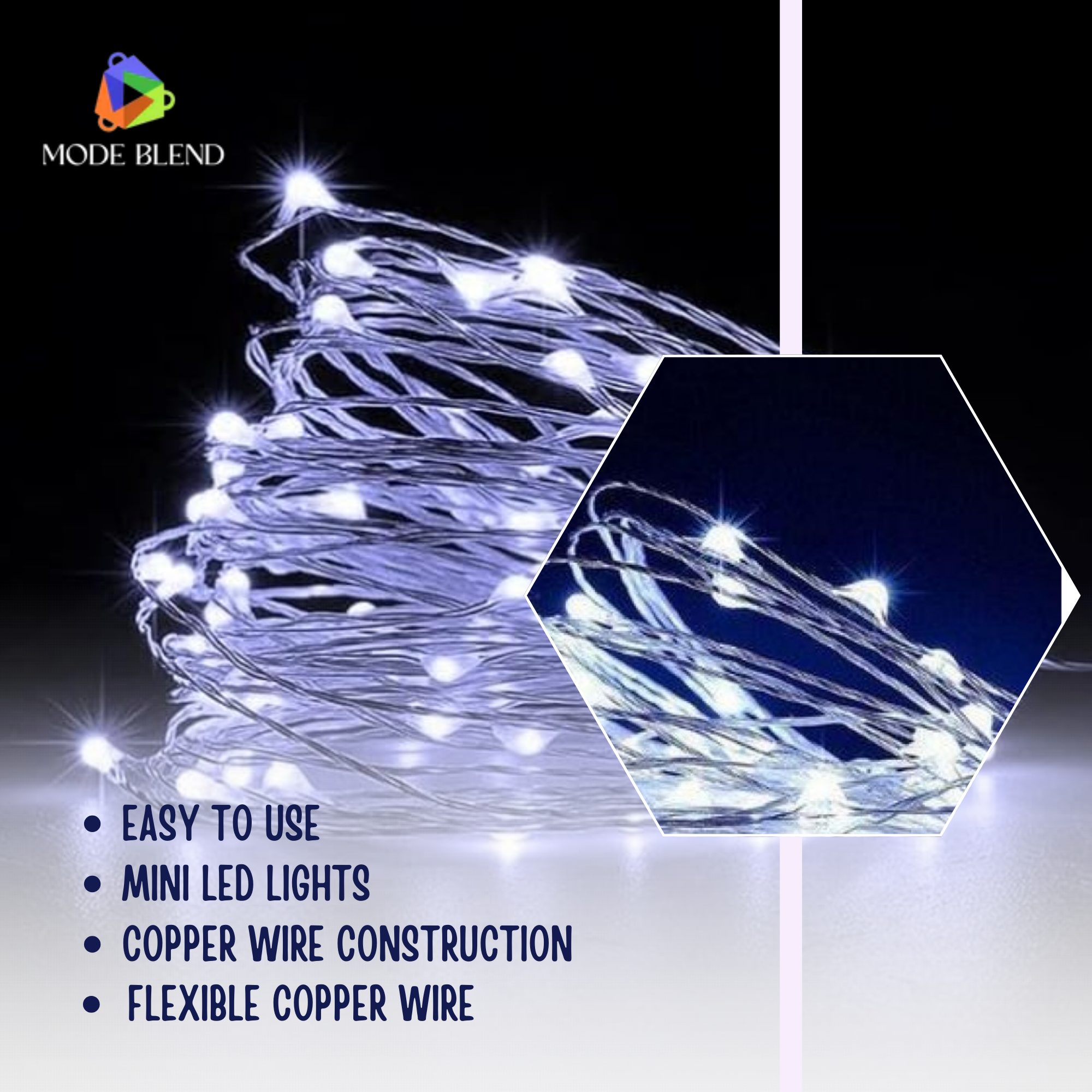 Mode Blend 5M LED Copper Wire String Lights in Multi-Color for Home Deco