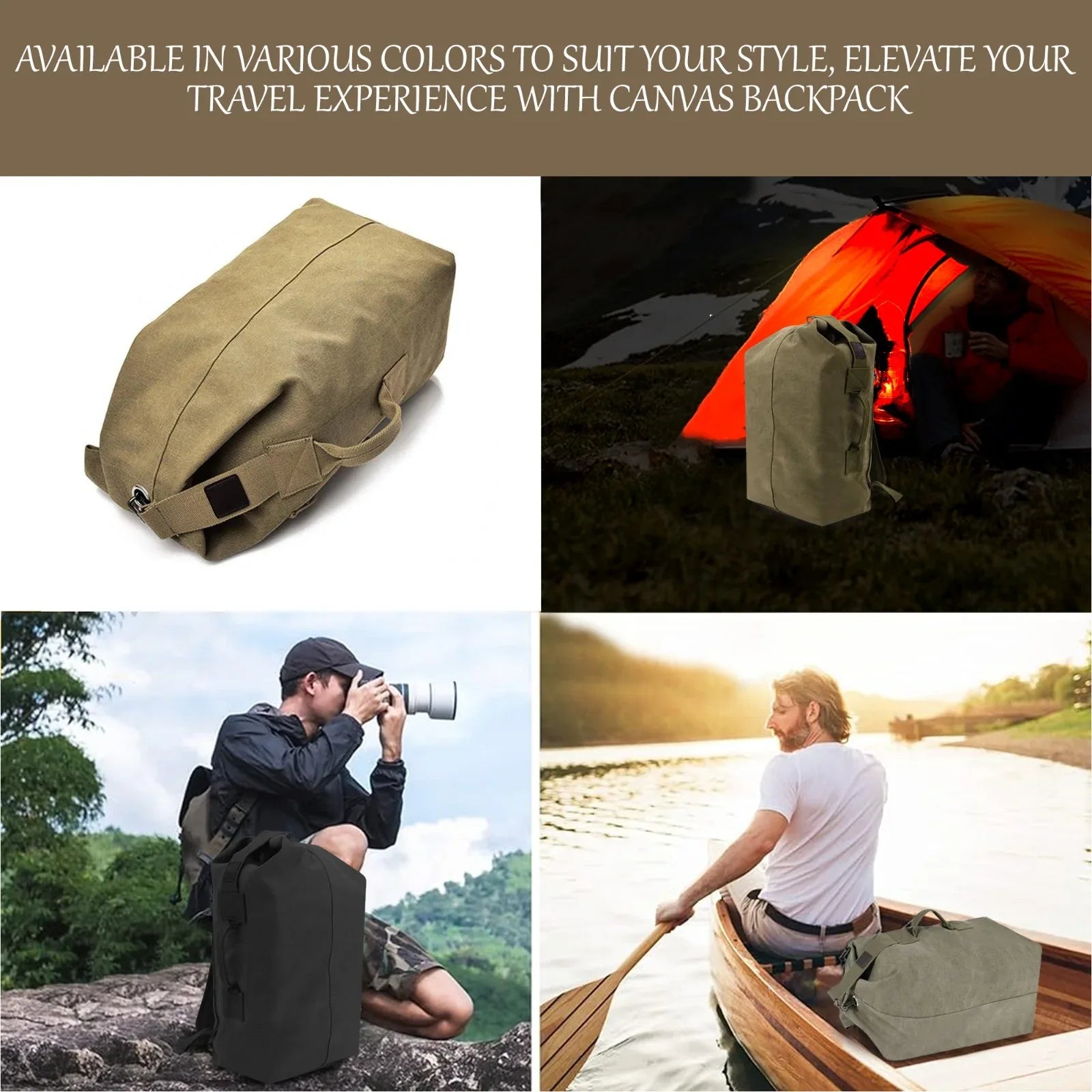 Military Duffel Bag Top Load Double Strap Army Travel Tactical Canvas Backpack for Outdoor 30L - Mode Blend