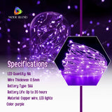 LED Copper Wire String Lights Mini 3AA Battery Operated/Powered Copper Wire LED Firefly Lights for Bedroom Decoration Wedding Home Christmas Parties Holiday (White, 5M - 50LED) [Energy Class A] - Mode Blend
