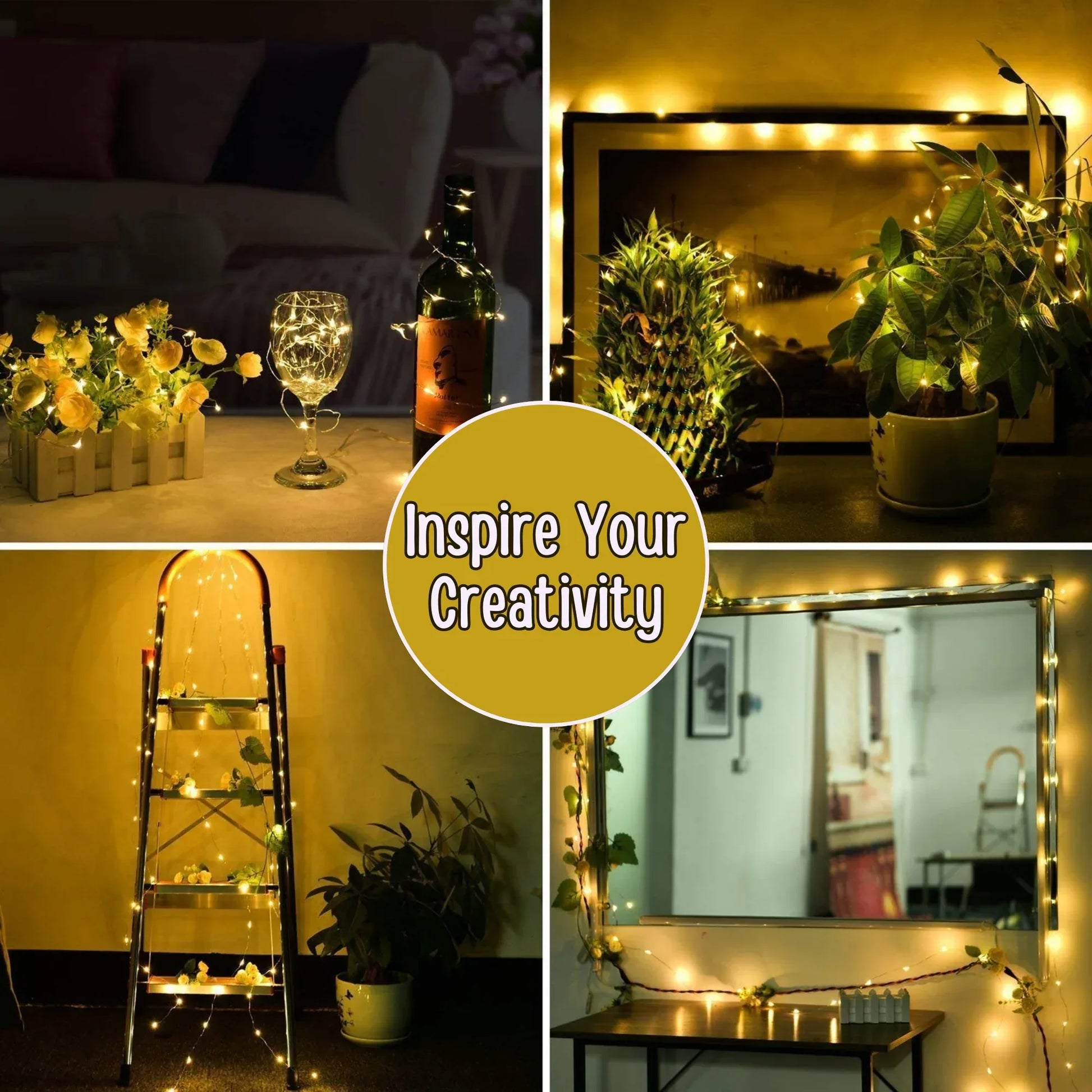 LED Copper Wire String Lights Mini 3AA Battery Operated/Powered Copper Wire LED Firefly Lights for Bedroom Decoration Wedding Home Christmas Parties Holiday (White, 5M - 50LED) [Energy Class A] - Mode Blend