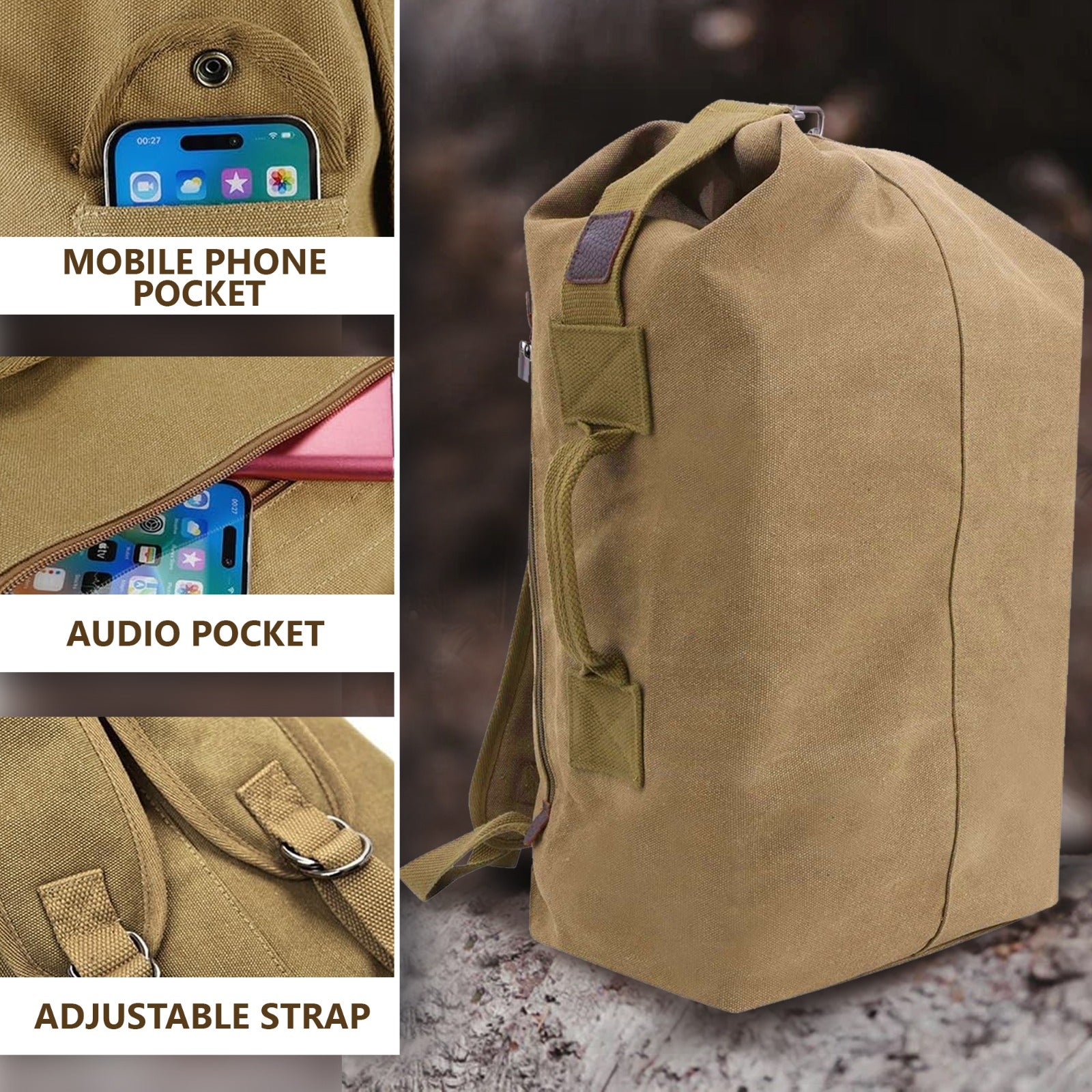 30L Tactical Canvas Duffel Bag Set – Free Tote Bag Included