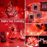 LED Copper Wire String Lights Mini 3AA Battery Operated/Powered Copper Wire LED Firefly Lights for Bedroom Decoration Wedding Home Christmas Parties Holiday (White, 5M - 50LED) [Energy Class A] - Mode Blend