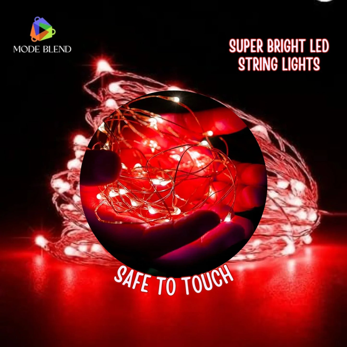 LED Copper Wire String Lights Mini 3AA Battery Operated/Powered Copper Wire LED Firefly Lights for Bedroom Decoration Wedding Home Christmas Parties Holiday (White, 5M - 50LED) [Energy Class A] - Mode Blend