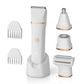 Waterproof Plastic Compact & Portable 4-in-1 Trimmer, Rechargeable, Fast Charging, Interchangeable Heads, Suitable for Women & Men, for Bikini, Pubic, Face, Nose, and Body Hair Removal - Mode Blend