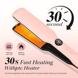 Professional Salon Grade Hair Straightener, 40mm Wide Ceramic Plates, 30s Fast Heat‑Up, Digital Temperature Display, 11 Adjustable Heat Levels (130–230°C) – Cherry Blossom - Mode Blend