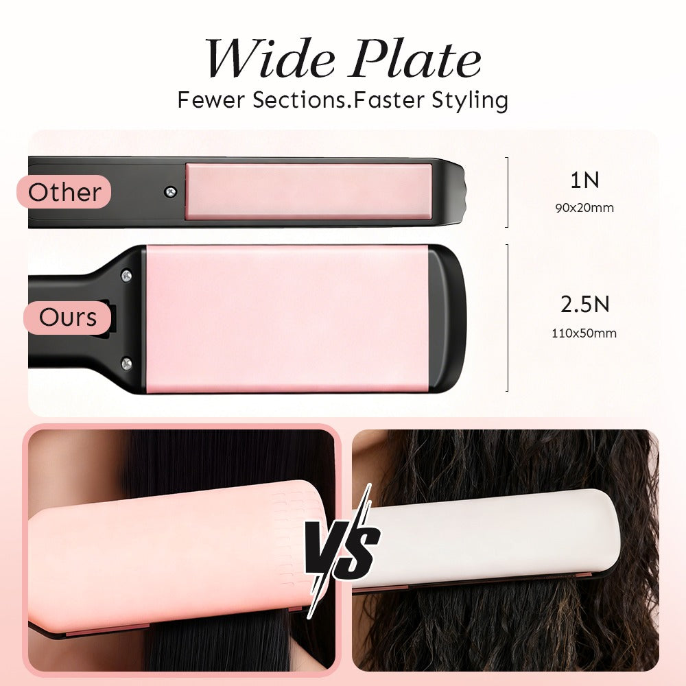 Professional Salon Grade Hair Straightener, 40mm Wide Ceramic Plates, 30s Fast Heat‑Up, Digital Temperature Display, 11 Adjustable Heat Levels (130–230°C) – Cherry Blossom