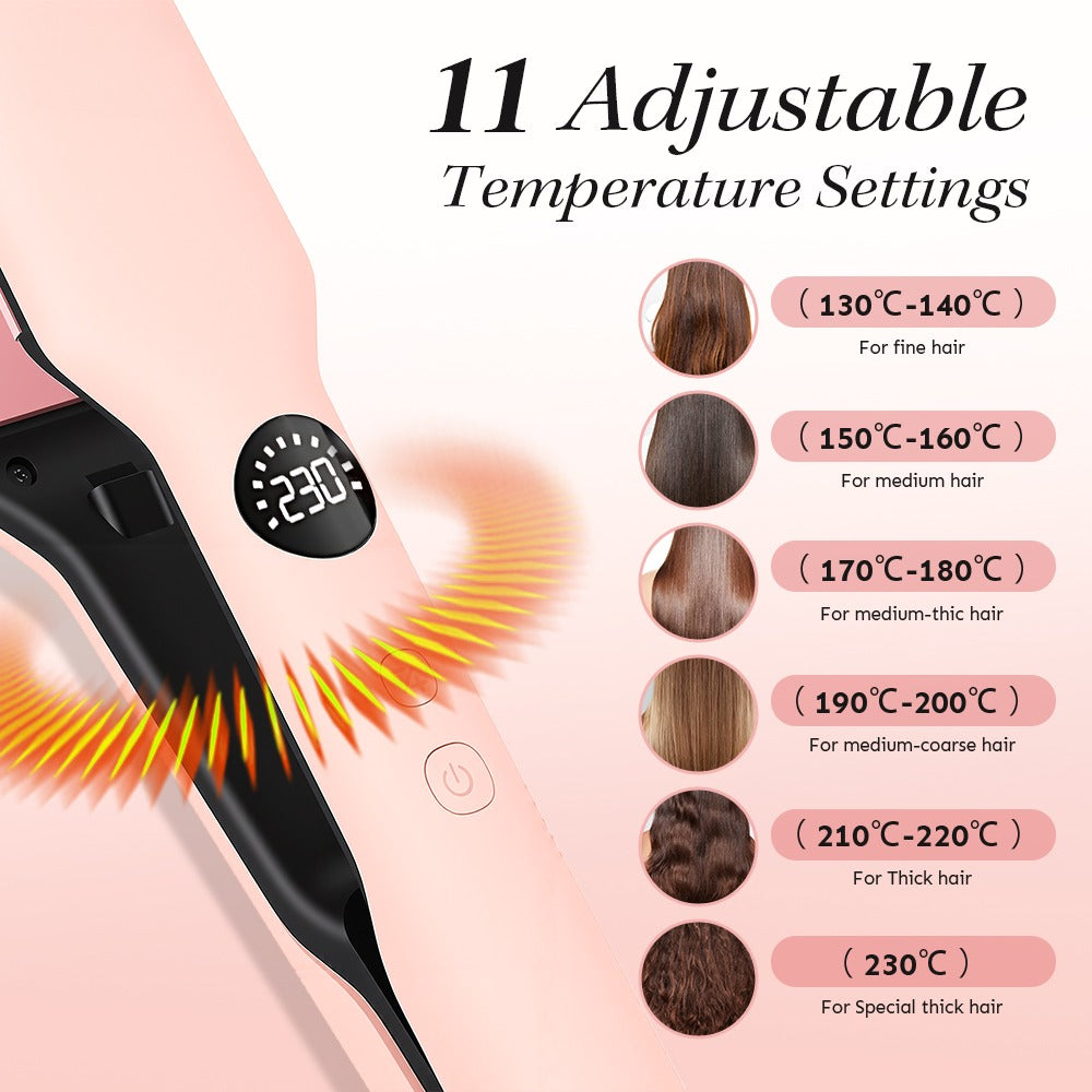 Professional Salon Grade Hair Straightener, 40mm Wide Ceramic Plates, 30s Fast Heat‑Up, Digital Temperature Display, 11 Adjustable Heat Levels (130–230°C) – Cherry Blossom - Mode Blend