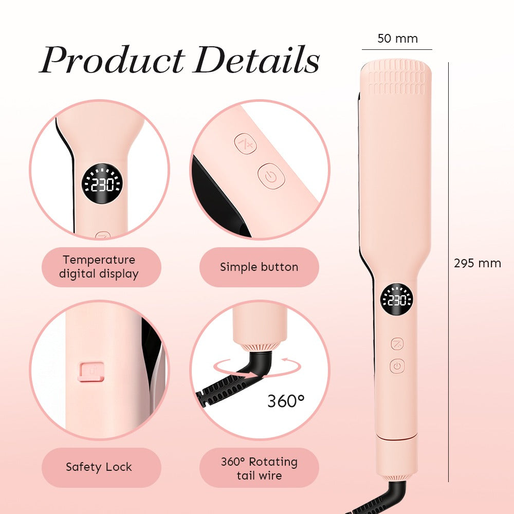 Professional Salon Grade Hair Straightener, 40mm Wide Ceramic Plates, 30s Fast Heat‑Up, Digital Temperature Display, 11 Adjustable Heat Levels (130–230°C) – Cherry Blossom