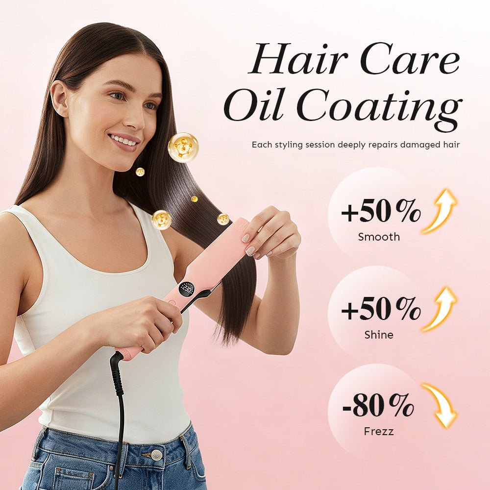 Professional Salon Grade Hair Straightener, 40mm Wide Ceramic Plates, 30s Fast Heat‑Up, Digital Temperature Display, 11 Adjustable Heat Levels (130–230°C) – Cherry Blossom