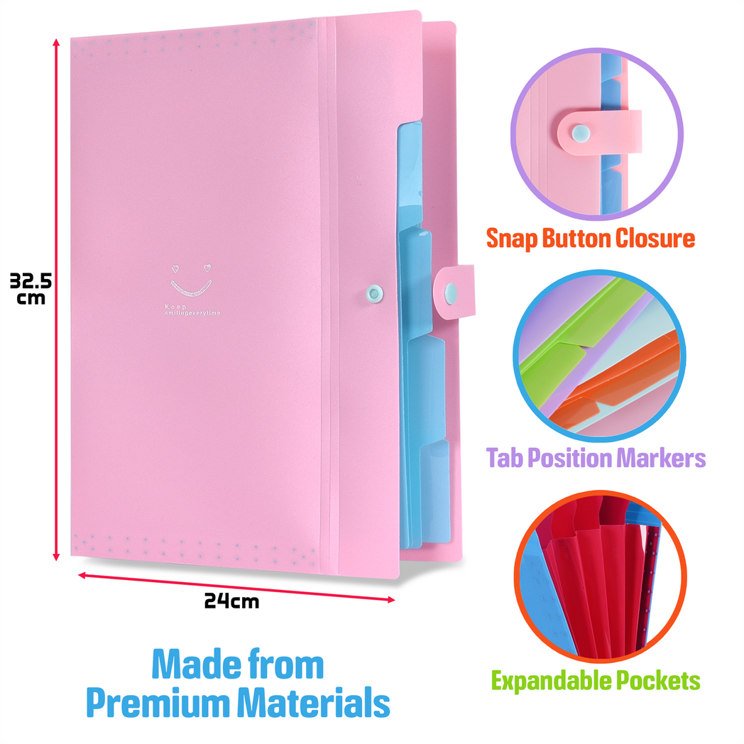 File Organiser 4 Compartment A4 Document Folder Set Waterproof Tear Resistant PP Material Pack of 4
