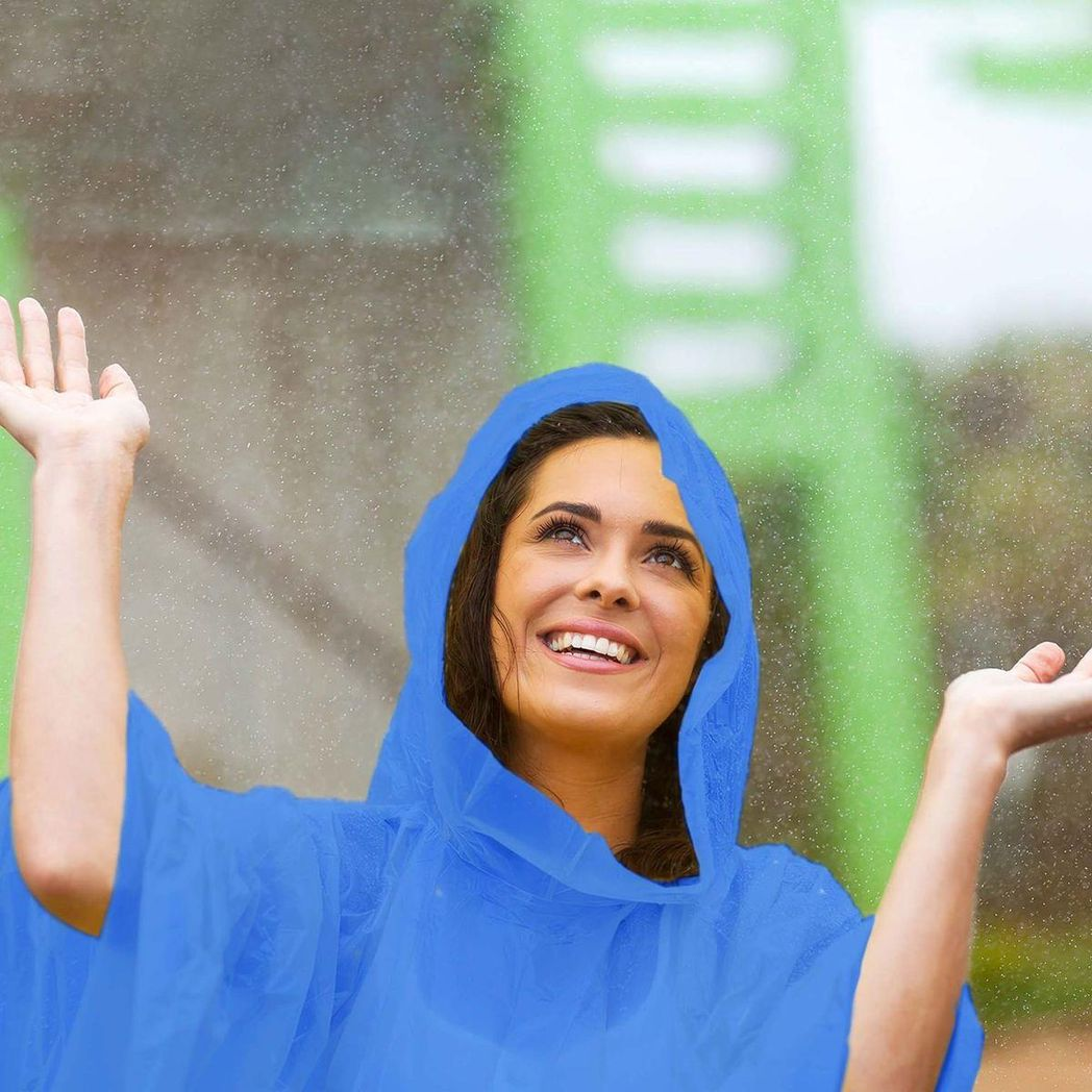 Lightweight PVC Emergency Unisex Waterproof Rain Poncho Random Colours Blue, Red or Yellow