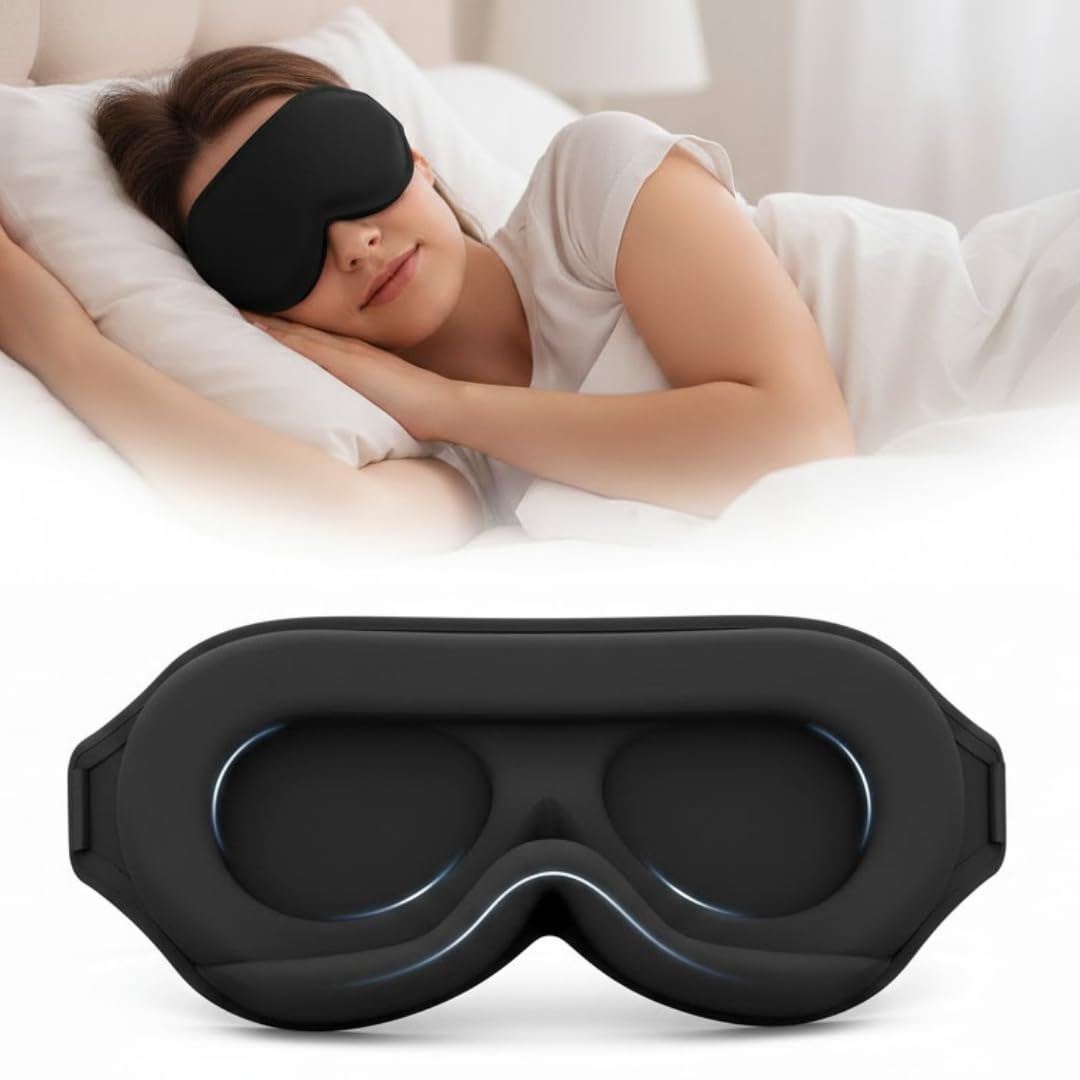 3D Contoured Sleep Mask for Side Sleepers Light Blocking Eye Mask for Women & Men, Soft & Breathable with Adjustable Strap for Travel, Naps & Sleep - Mode Blend
