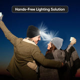 Knit Beanie Hat with 4 LED Headlamp – Rechargeable Winter Lighted Cap for Outdoor Camping, Hunting, Fishing, Cycling & Night Work - Mode Blend