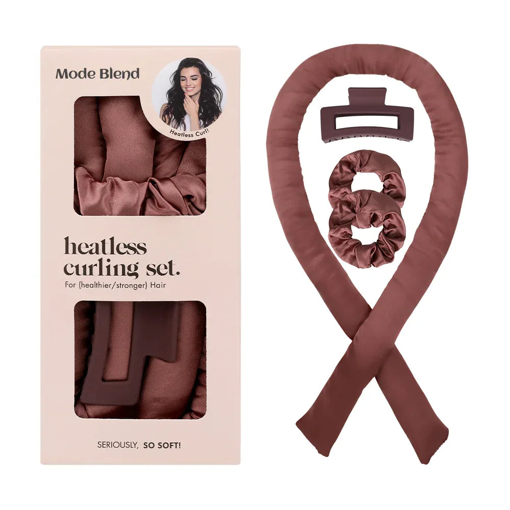 Satin Heatless Curling Set, Sponge Curling Rod Headband, No Heat Curlers for Long Hair, Women Heatless Curls, High Resilience Soft & Comfortable Sleep - Mode Blend