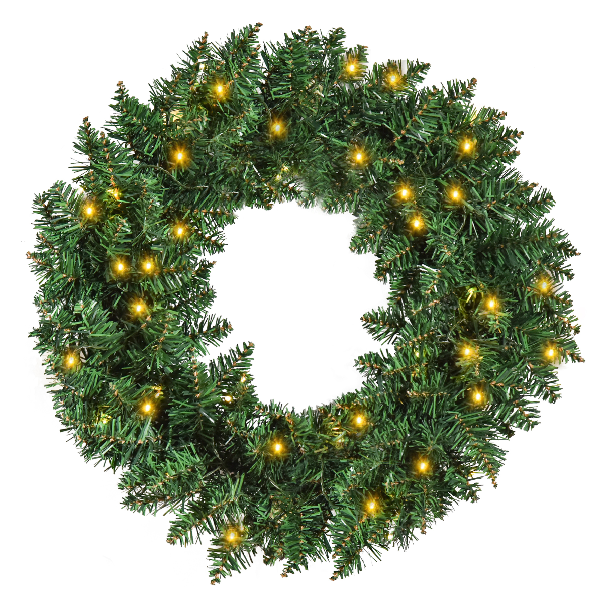 55CM Pre-lit Artificial Christmas Wreath 50 Warm White LEDs, Battery Powered, Indoor Festive Decoration