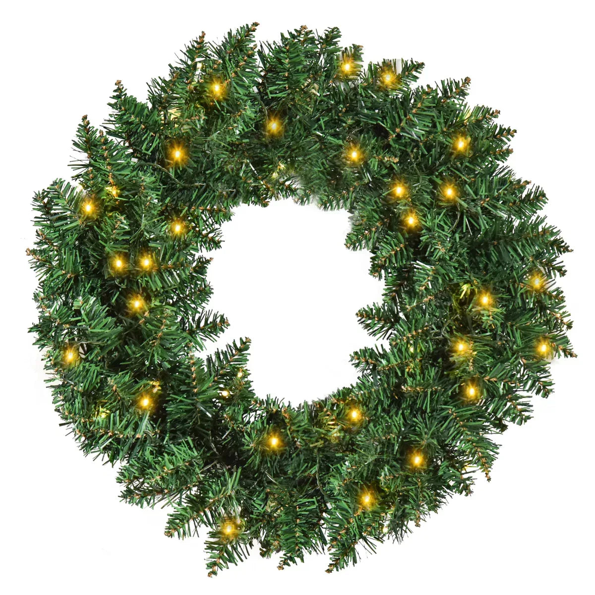 55CM Pre-lit Artificial Christmas Wreath 50 Warm White LEDs, Battery Powered, Indoor Festive Decoration - Mode Blend