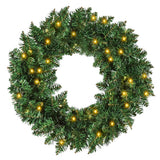 55CM Pre-lit Artificial Christmas Wreath 50 Warm White LEDs, Battery Powered, Indoor Festive Decoration - Mode Blend