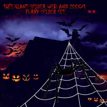 Contents of Mode Blend 16FT Halloween Spider Web and 200cm Spider Set - Halloween Decor for Yard and House