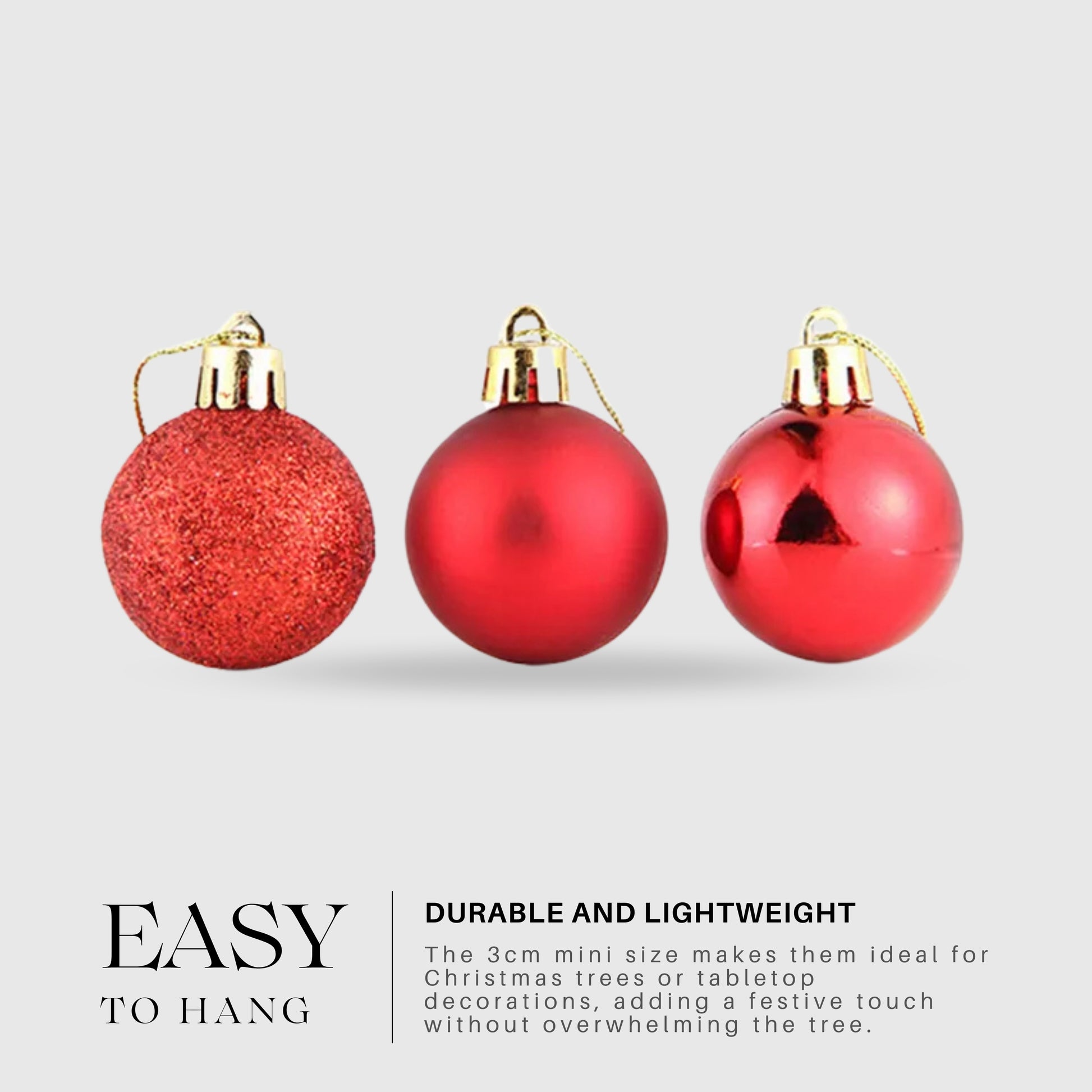 3cm Mini Christmas Tree Baubles Ornaments by Mode Blend – Perfect for Holiday Decor