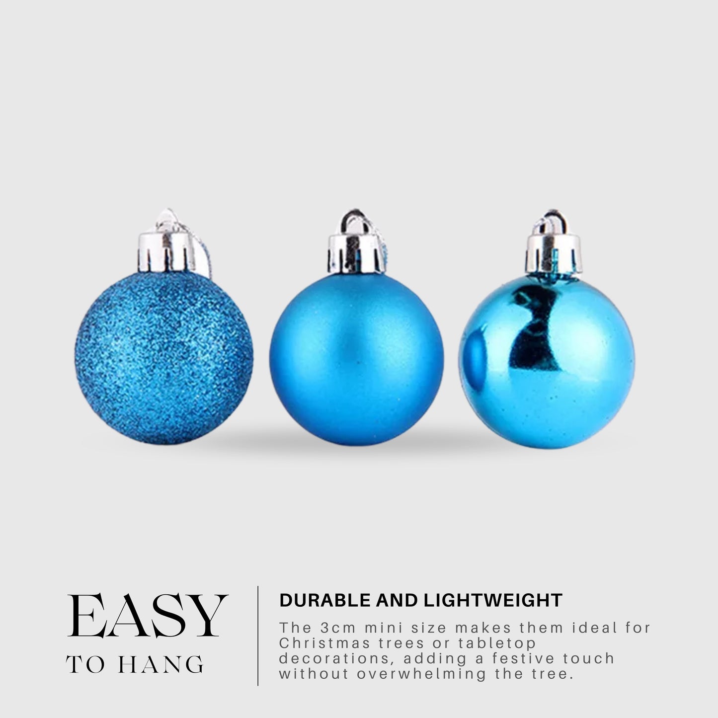 Close-Up of Mode Blend 3cm Mini Christmas Tree Baubles in Festive Colors