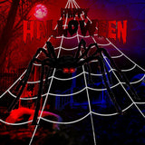 MODE BLEND 16FT Halloween Giant Spider Web with 200cm Spider for Haunted House and Yard - Outdoor Party Props - Mode Blend
