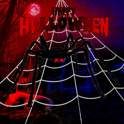 Mode Blend Giant Halloween Spider Web Display in Yard - Perfect for Outdoor Halloween Parties and Haunted House Themes