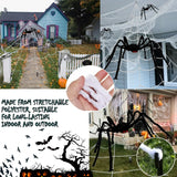 MODE BLEND 16FT Halloween Giant Spider Web with 200cm Spider for Haunted House and Yard - Outdoor Party Props - Mode Blend