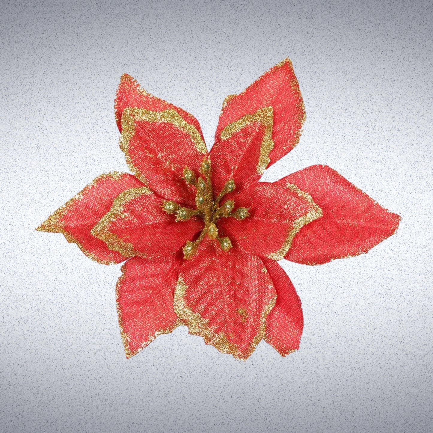 Mode Blend Large Glitter Poinsettia Flowers in Red – Classic Holiday Ornament for Christmas Tree