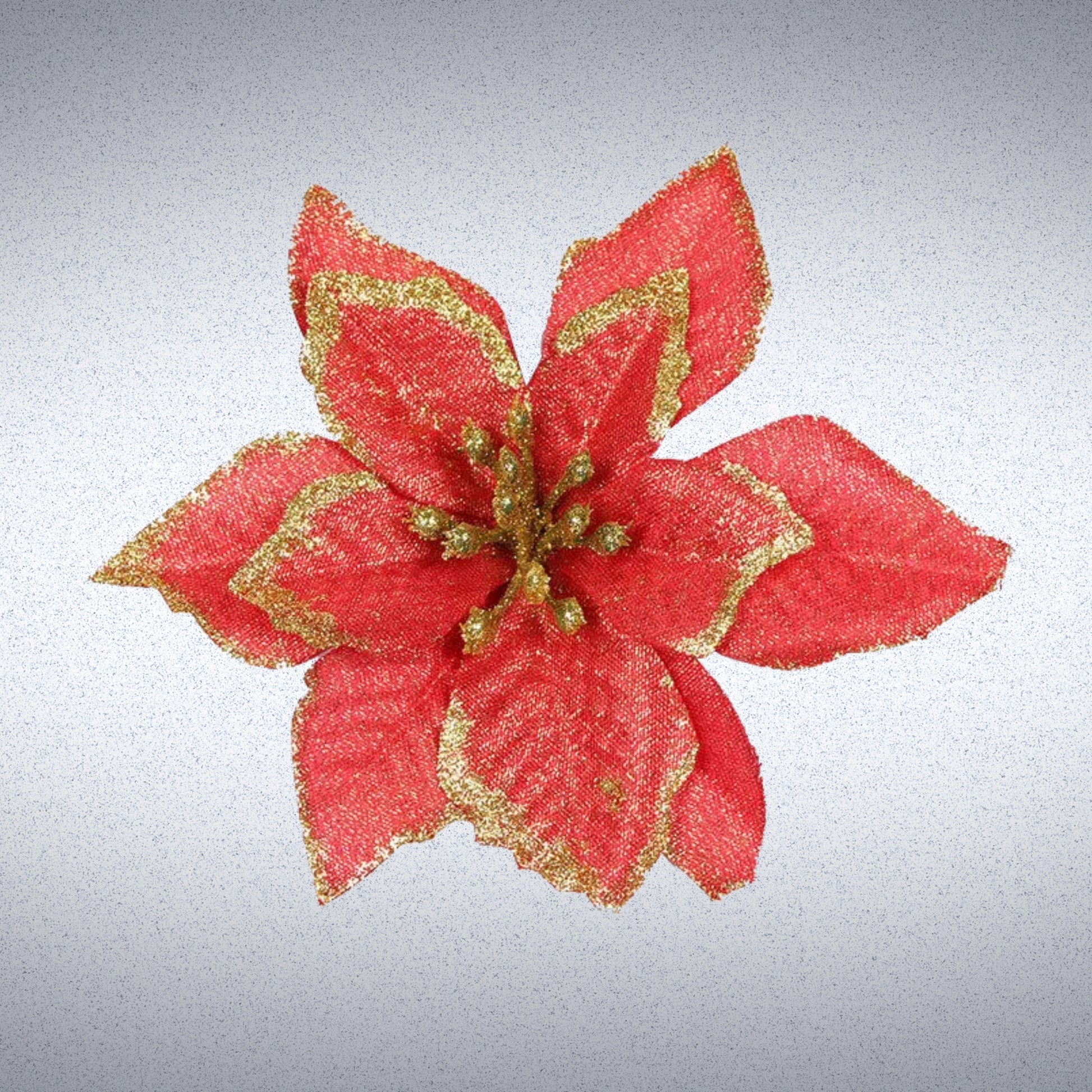 Mode Blend Large Glitter Poinsettia Flowers in Red – Classic Holiday Ornament for Christmas Tree