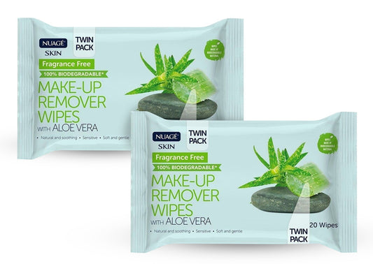 Mode Blend Makeup Remover Wipes with Aloe Vera, Effective Hydrating Face Wipes with Organic Aloe Vera Twin Pack of 80 Wipes, 2 pack